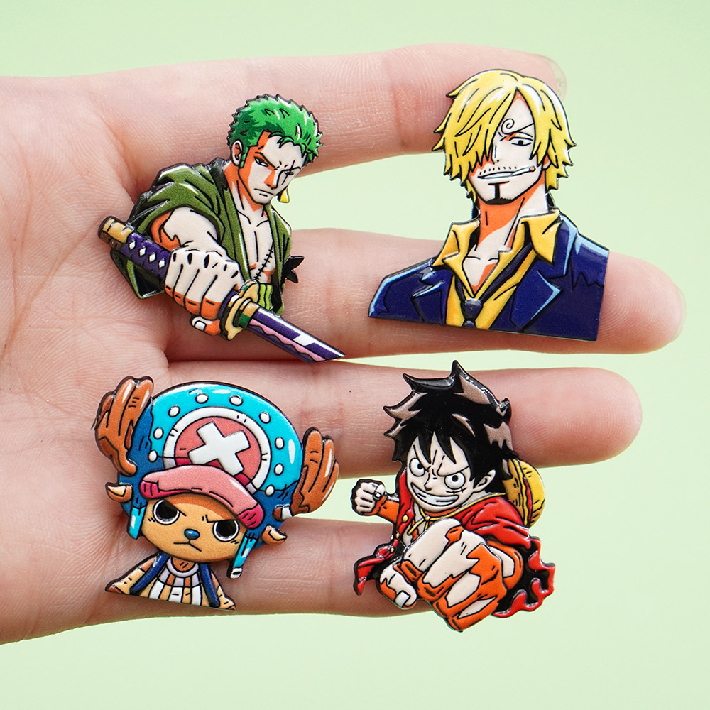 Model Kit One Piece Bandai - 4 szt. Zestaw przypinek z motywem